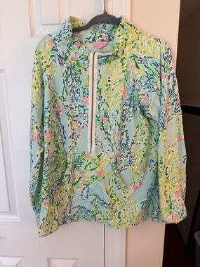 Lilly Pulitzer Pastel Blue Floral Half-Zip Pullover